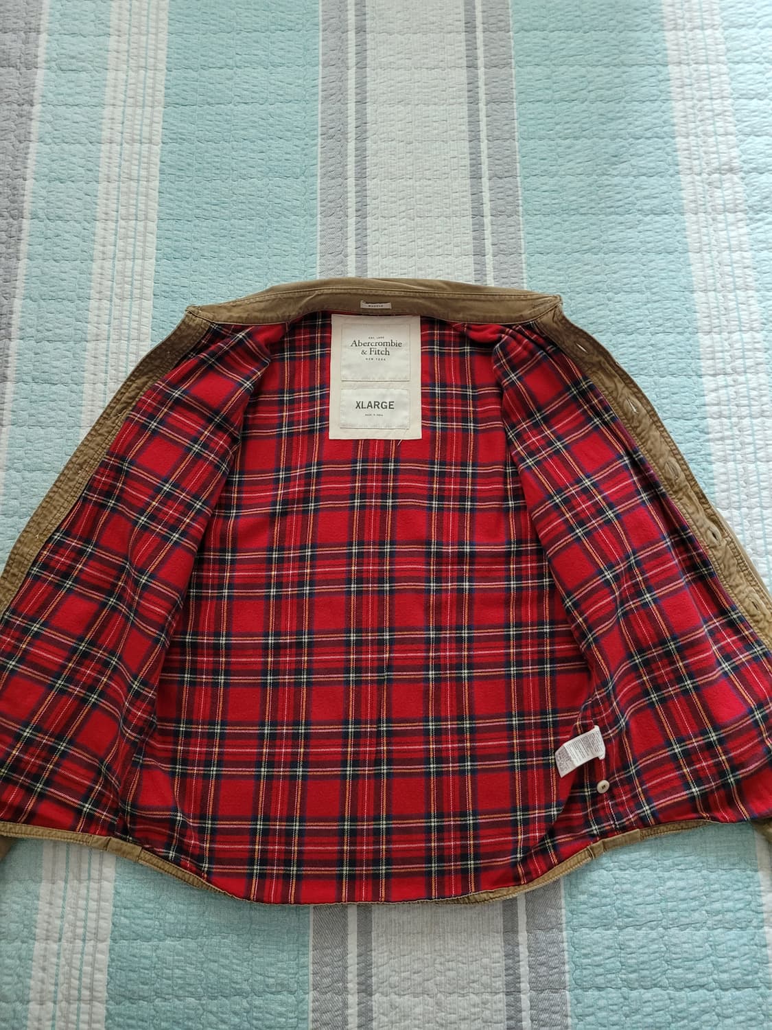 아베크롬비 Abercrombie 워크웨어 체크안감 셔츠형 자켓 XL 상품이미지5