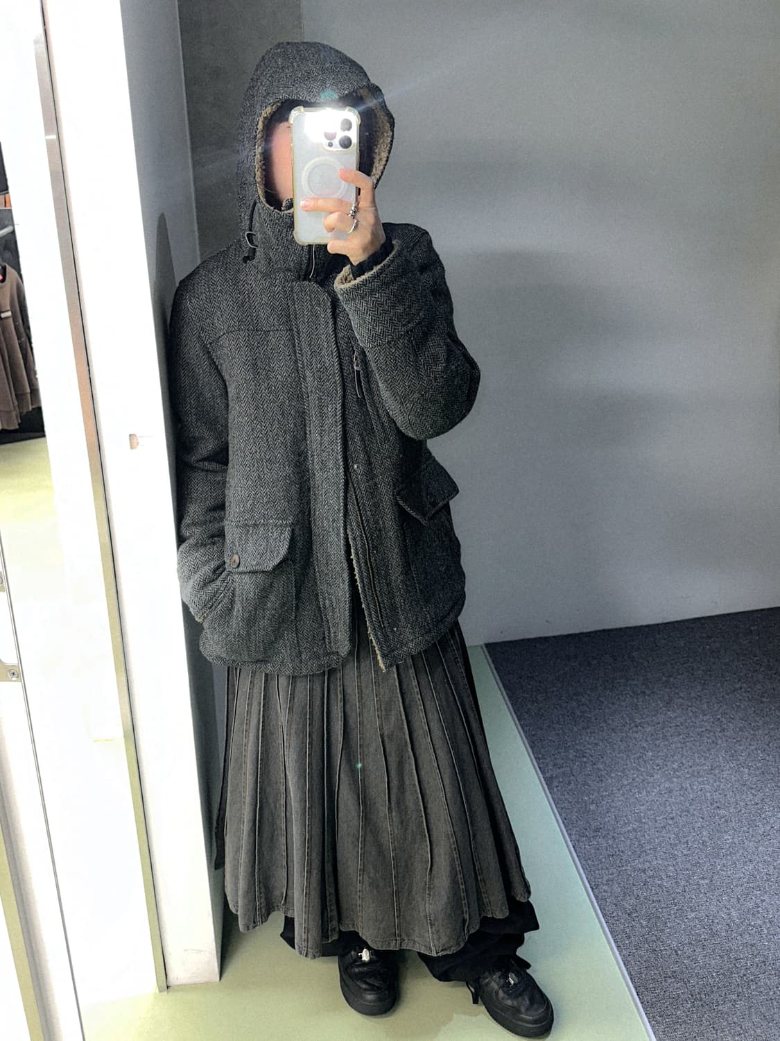 harris tweed wool zip hooded coat 상품이미지1