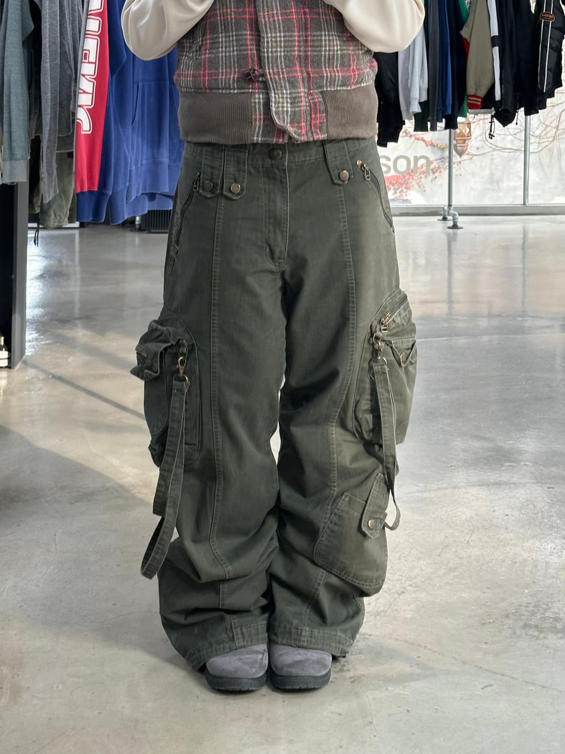 재팬빈티지 볼드포켓 부츠컷 카고 팬츠 카키 상품이미지4