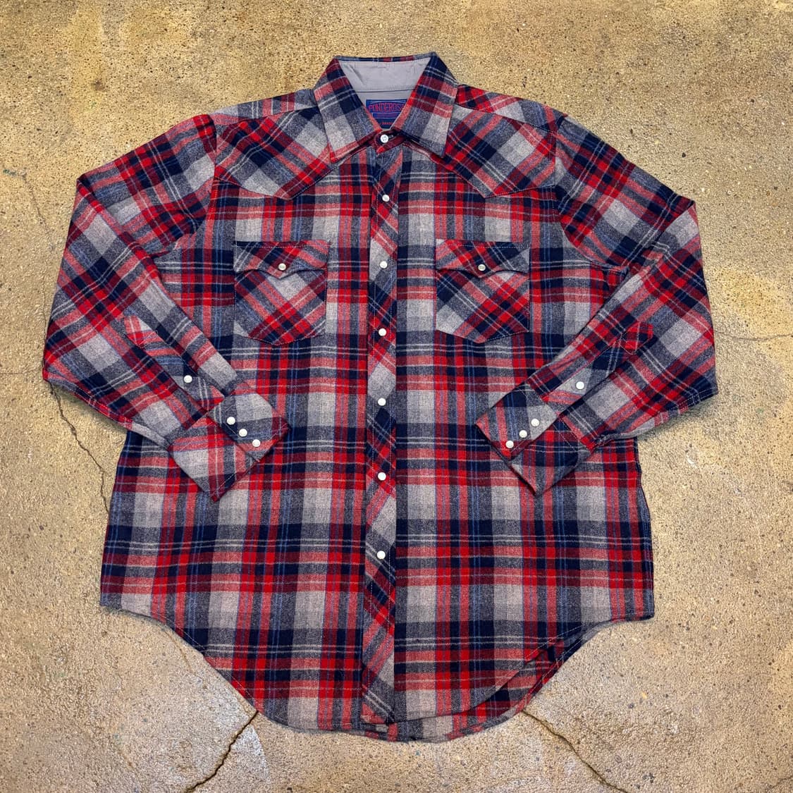 90s Made in Korea 생산 미국 빈티지 울 체크셔츠  상품이미지1