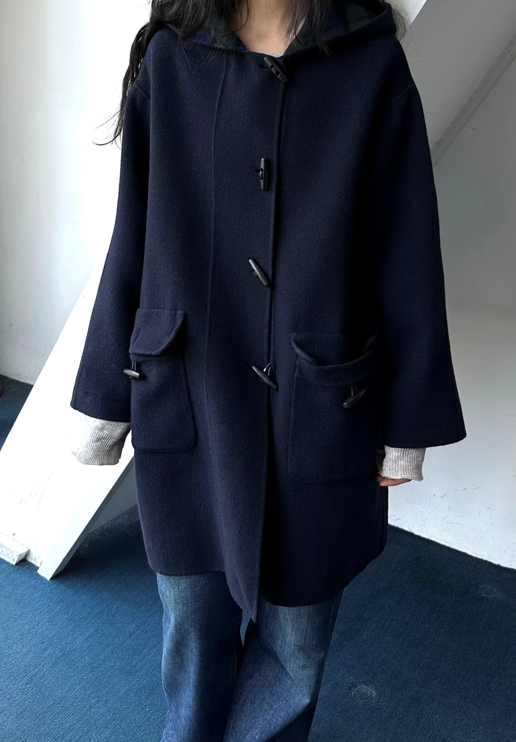 Mild felted wool hooded duffle coat 상품이미지3