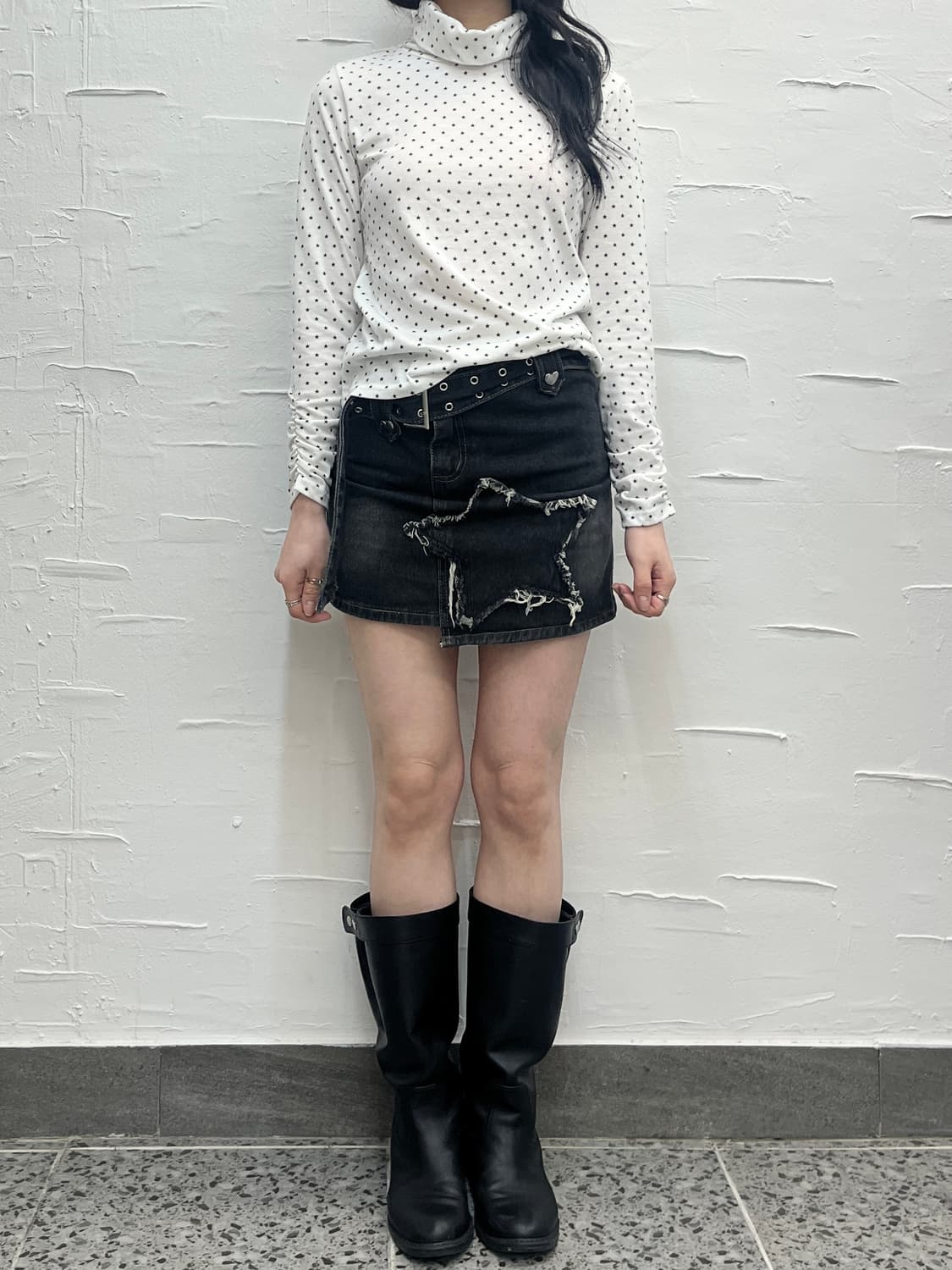 star patch denim mini skirt 상품이미지2