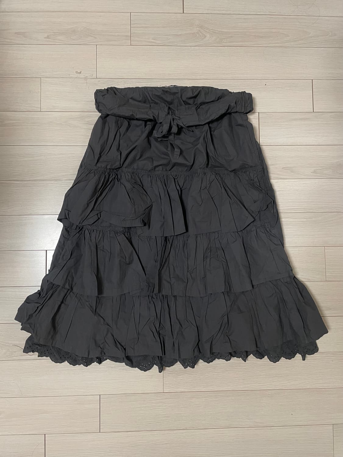 오픈와이와이 롤업 웨이스트 미디 스커트, 차콜 상품이미지1