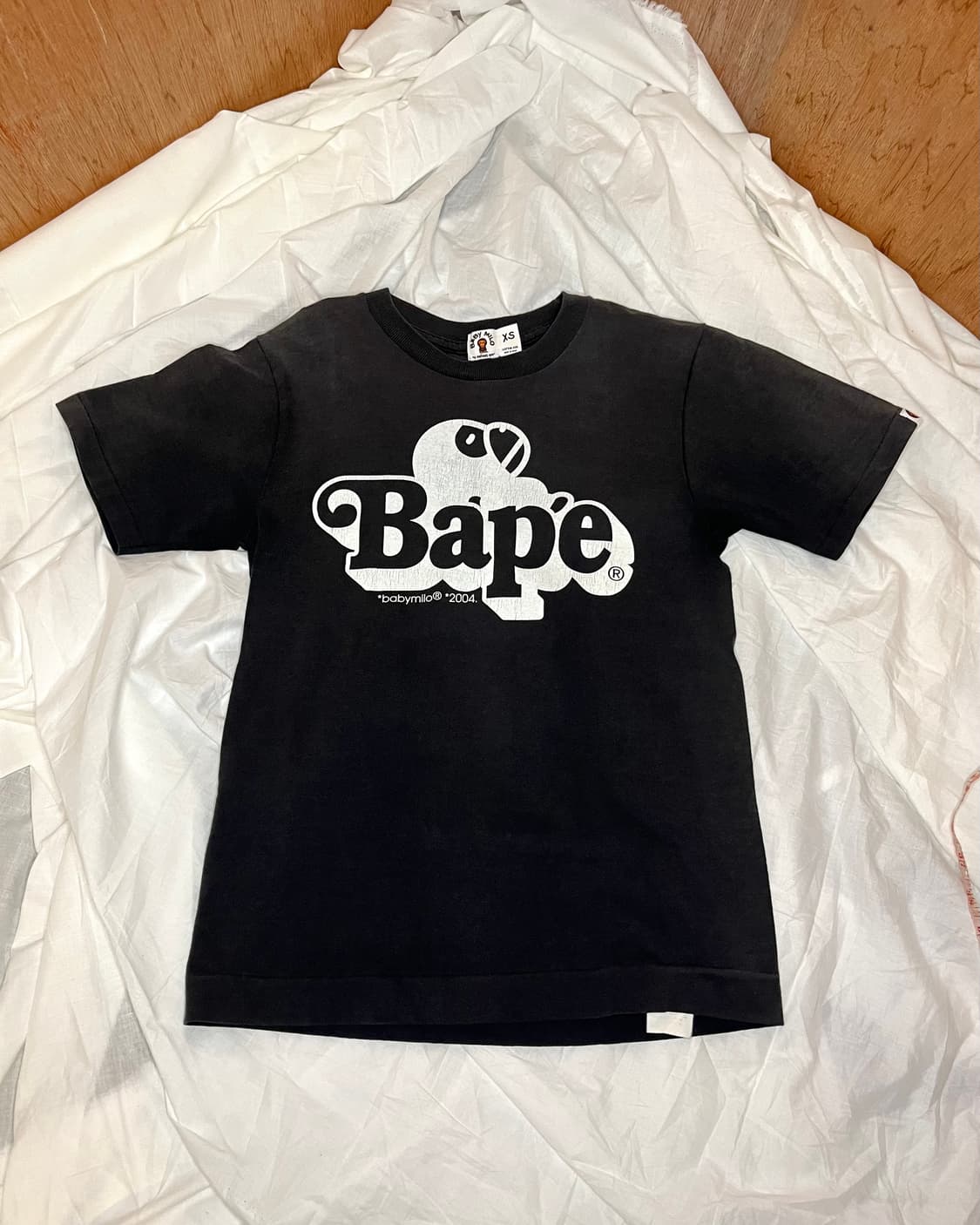베이프 2004년도 베이비마일로 블랙 로고 반팔 티셔츠 상품이미지1