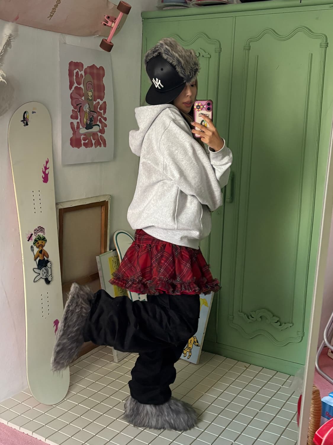 체크 쉬폰치마 상품이미지1