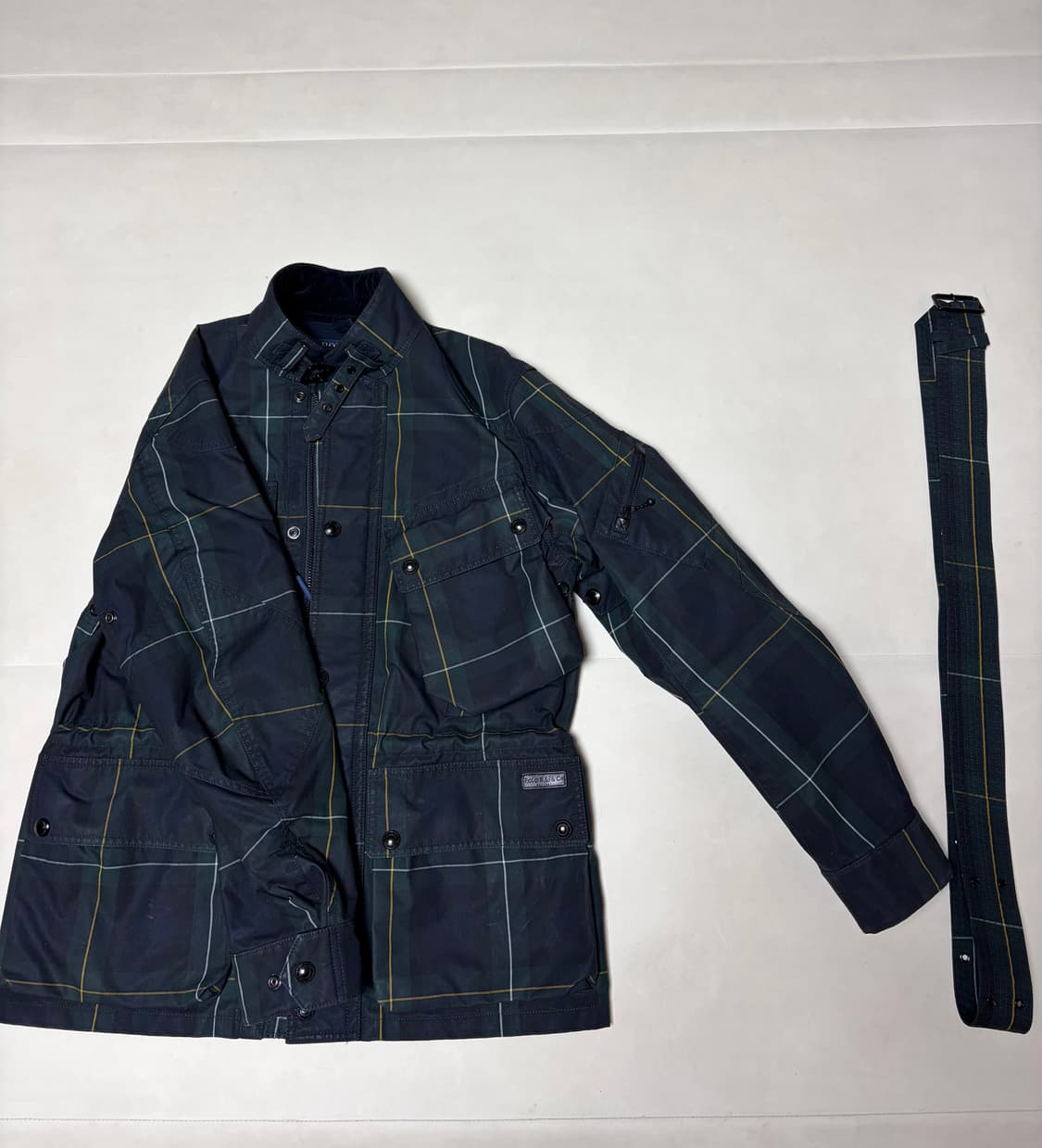 (M) 폴로 랄프로렌 타탄체크 왁스 바이커 벨티드 자켓 상품이미지8