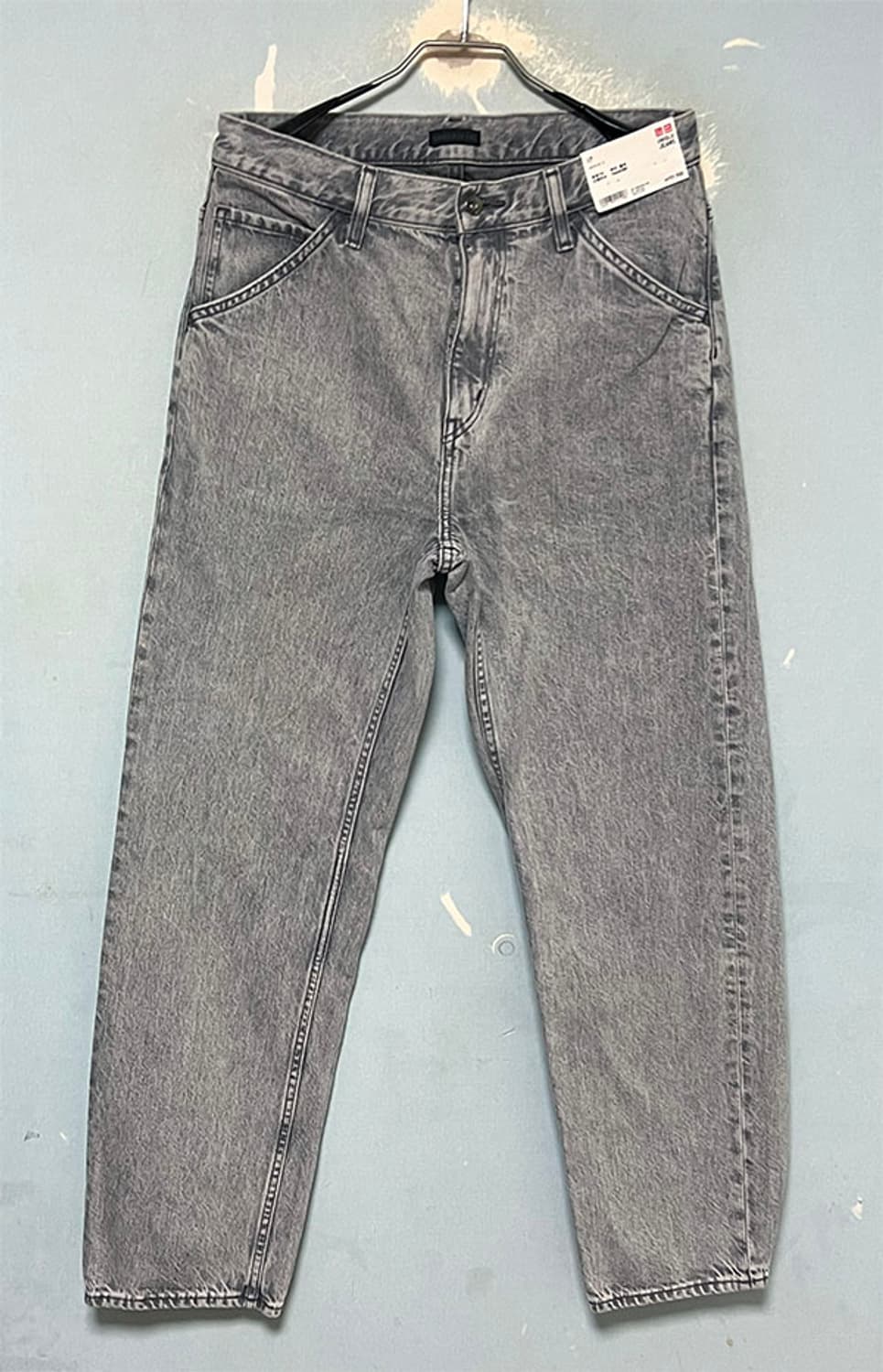 유니클로 남자 청바지 새상품 춘추 와이드핏진 캐주얼 그레이워싱 M 30 상품이미지1