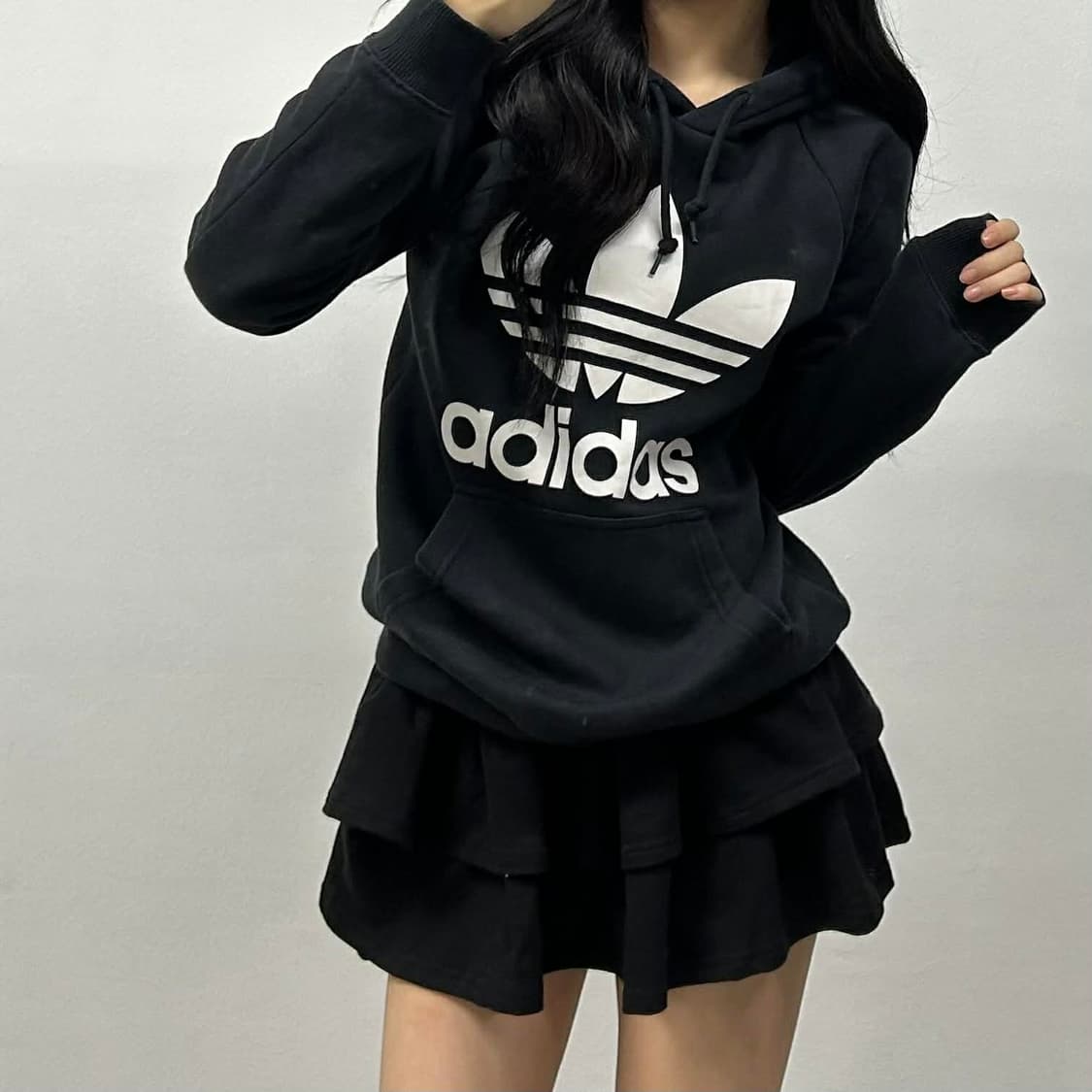 아디다스 일본판 빅트레포일 블랙 스웨트셔츠 후드티(M) 상품이미지1