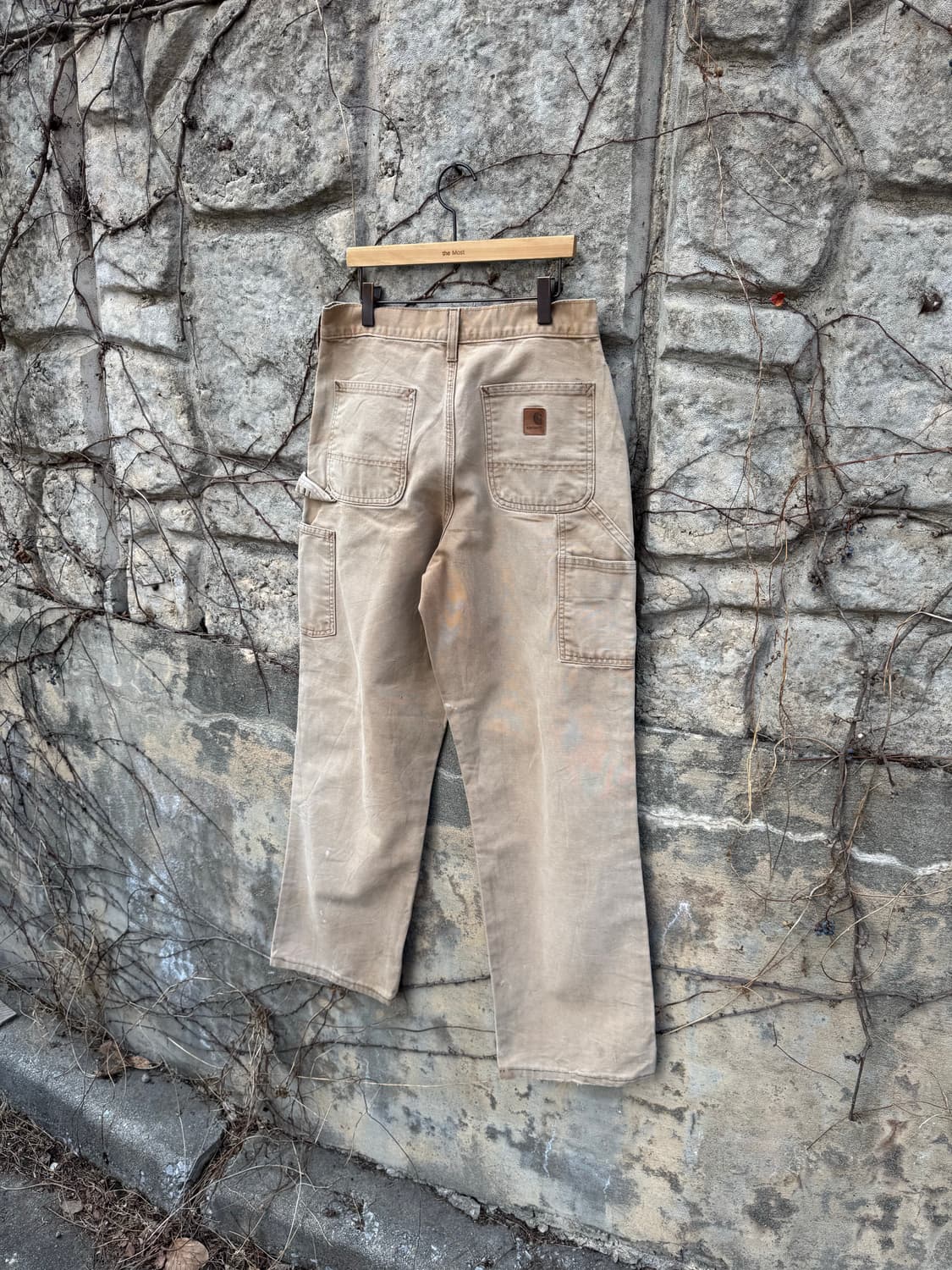 칼하트 빈티지 b11 brn 베이지 하드페이딩 싱글니 카펜터 워크 팬츠 상품이미지4
