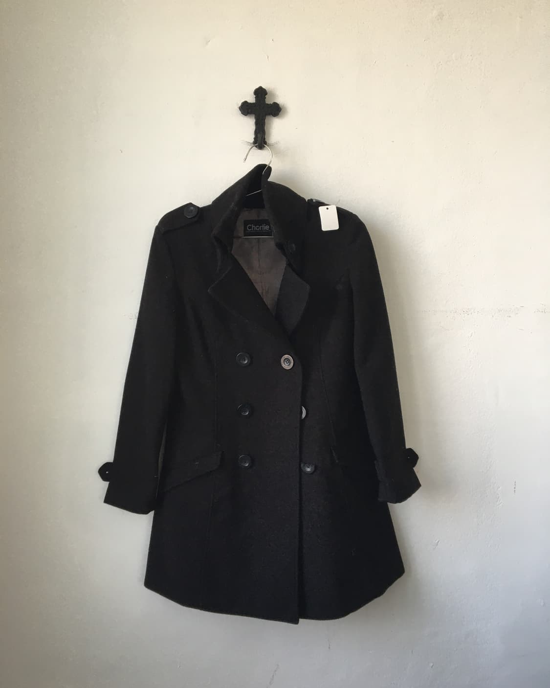 Double button high neck coat 상품이미지2