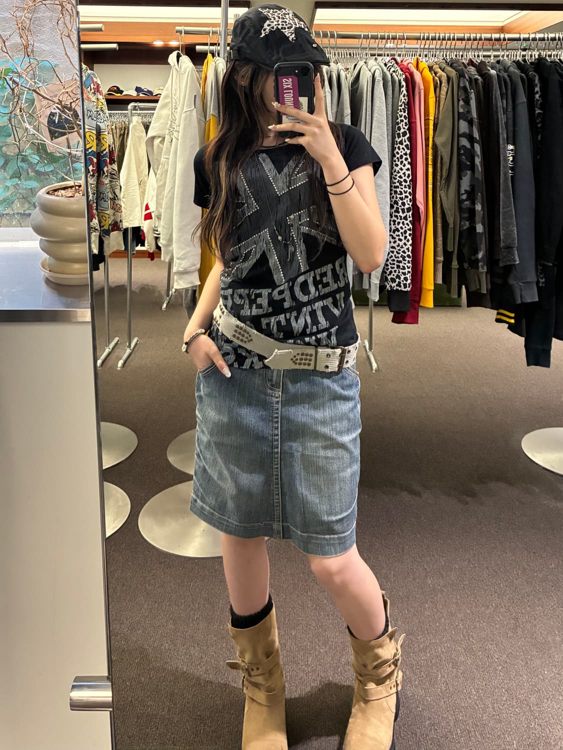 S)Japanese vintage 데님 셔링 미니 스커트 상품이미지9
