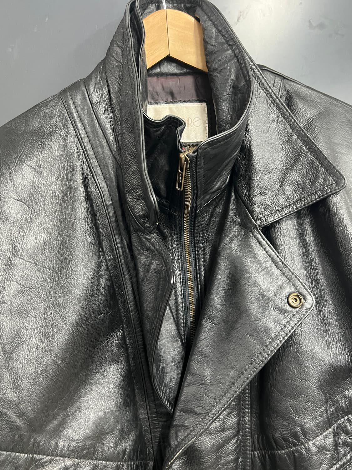 90s Vintage 빈티지 하이넥 봄버 소가죽 자켓 상품이미지3