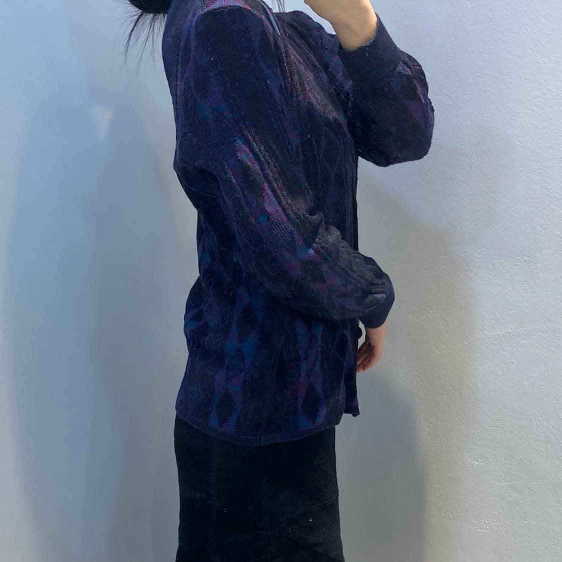 빈티지 아가일 니트 가디건 상품이미지4