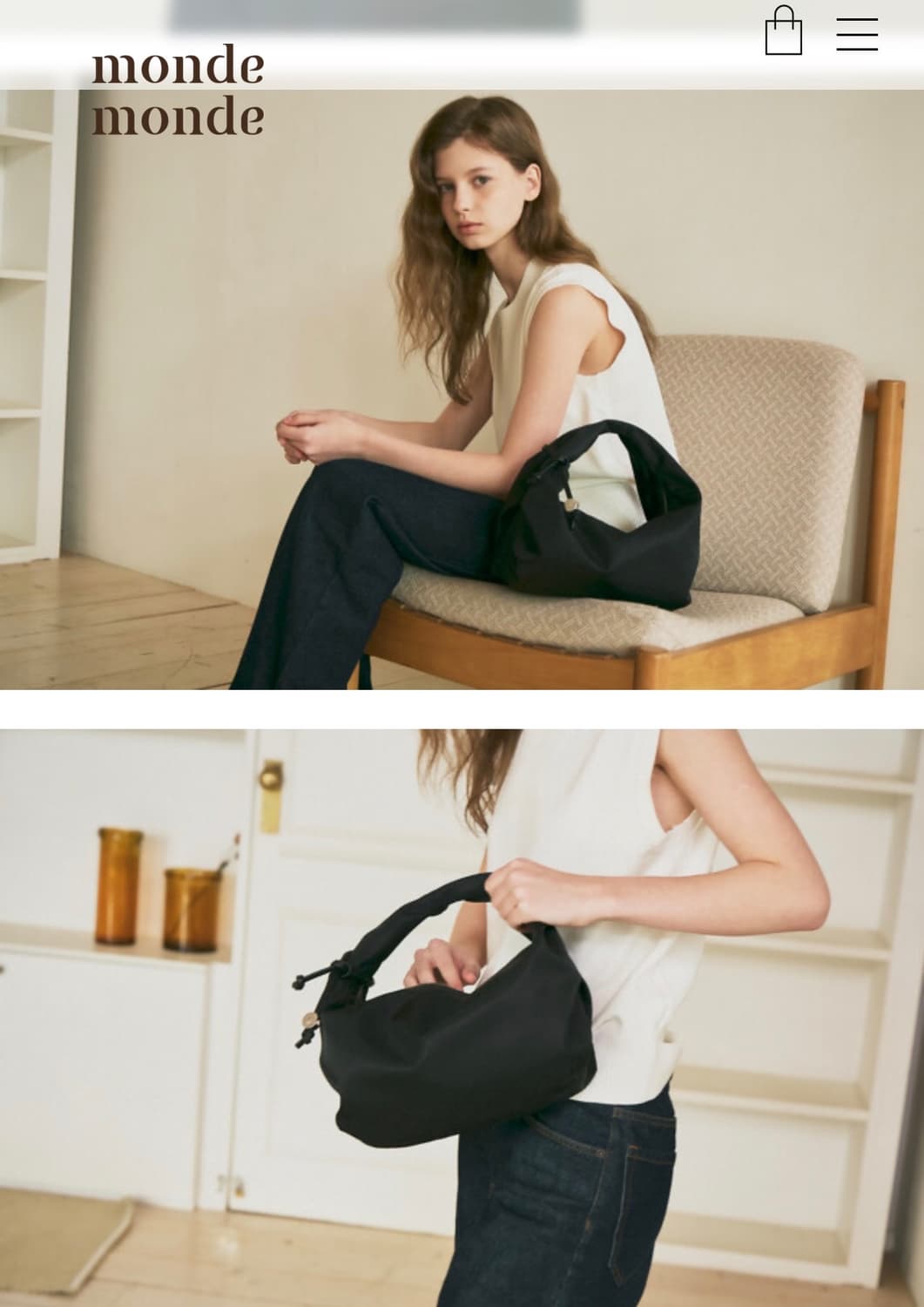 몽드몽드 Clock nylon tote bag Black 상품이미지6