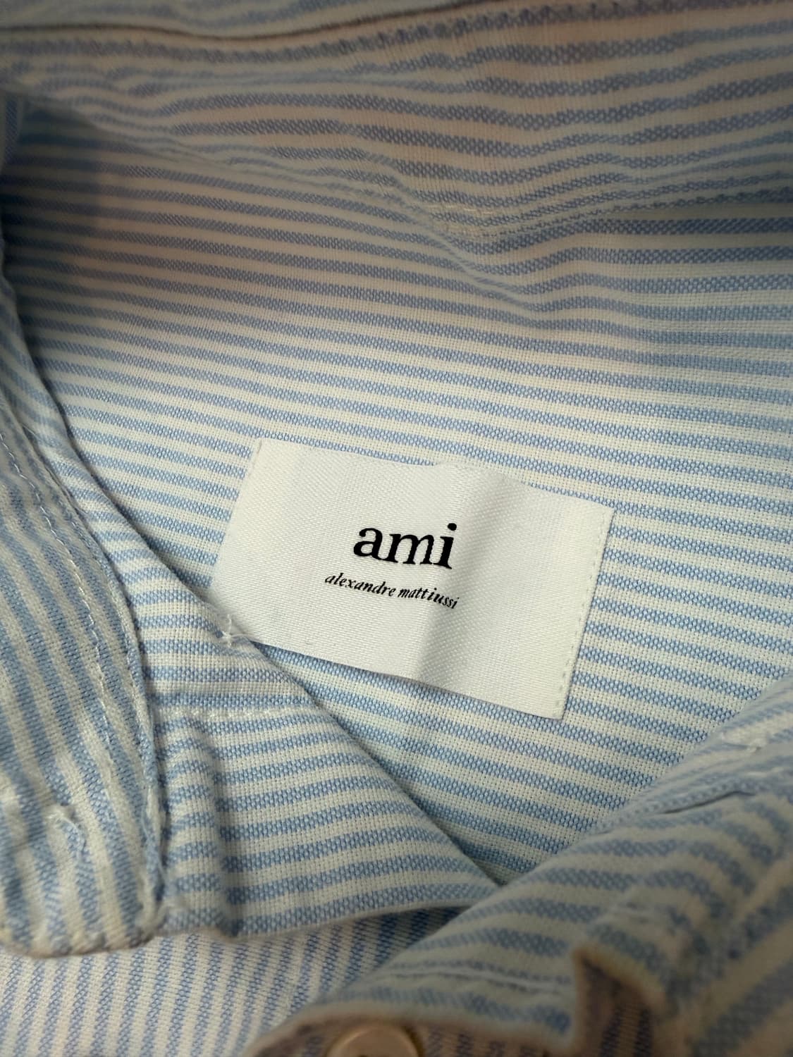 아미 스몰하트 로고 스트라이프 셔츠 블루 상품이미지5