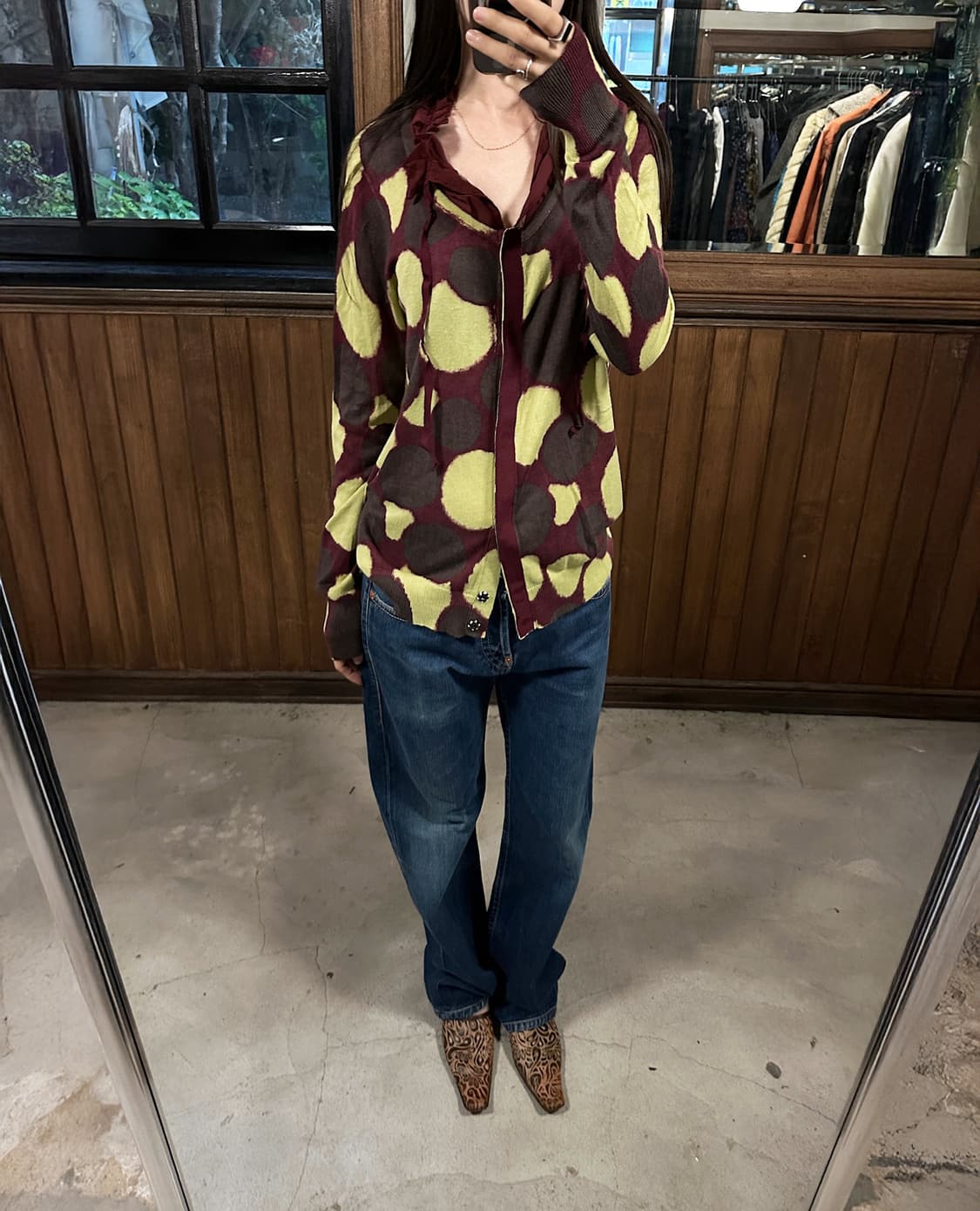 VERA WANG dot ruffle cardigan 상품이미지5