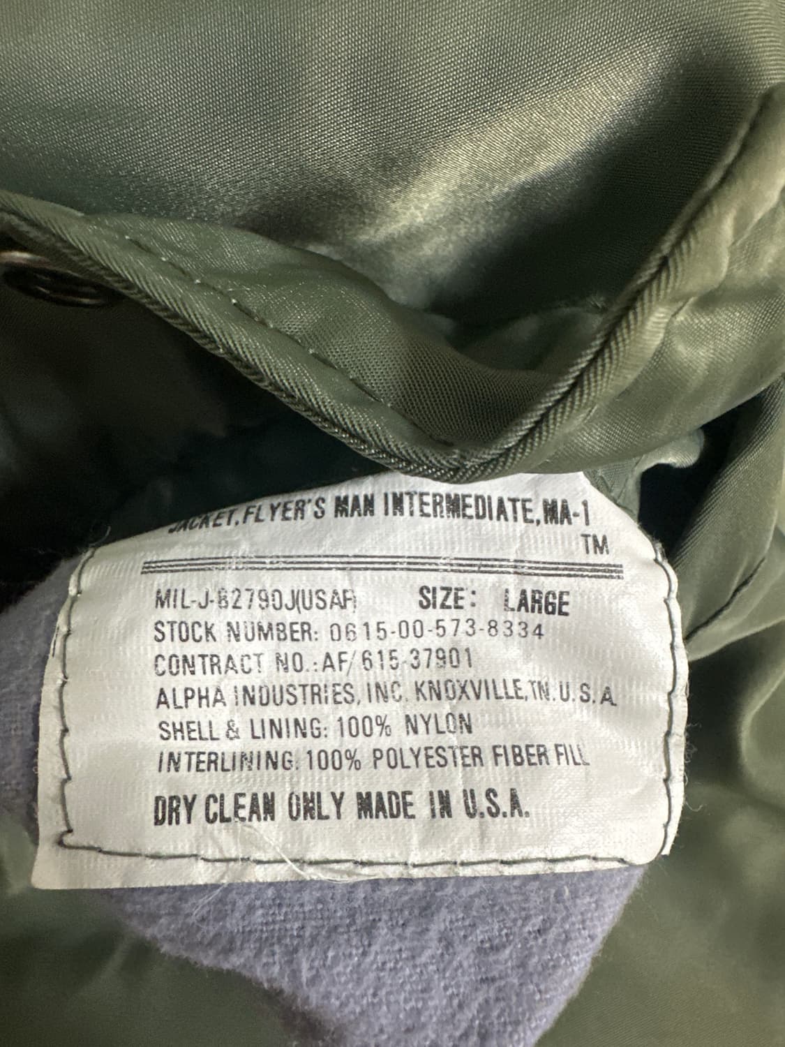 90‘s made in U.S.A MA-1 상품이미지2