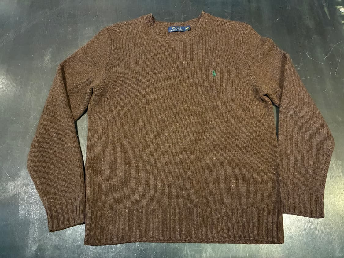 M) 폴로 울 니트 스웨터 브라운 상품이미지1
