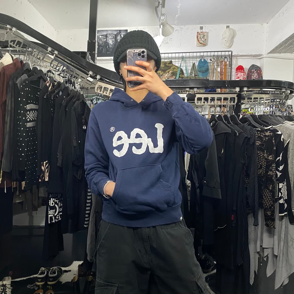 Lee 로고 프린팅 후드티 상품이미지1