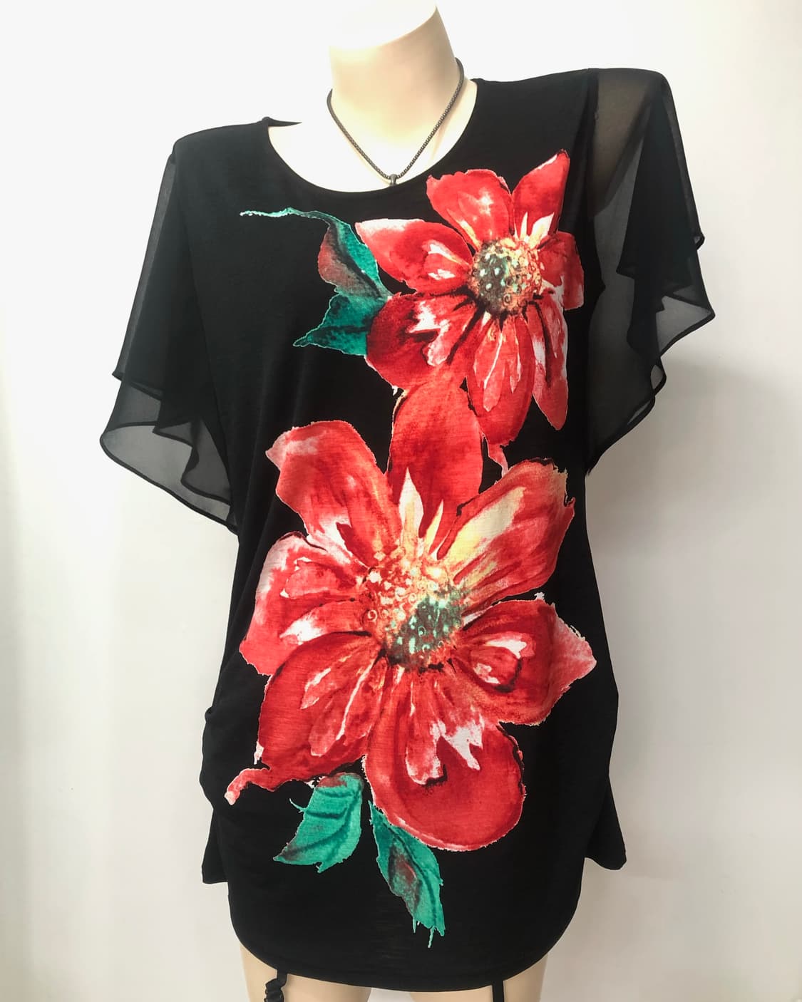 black flower watercolor drawing top 상품이미지4