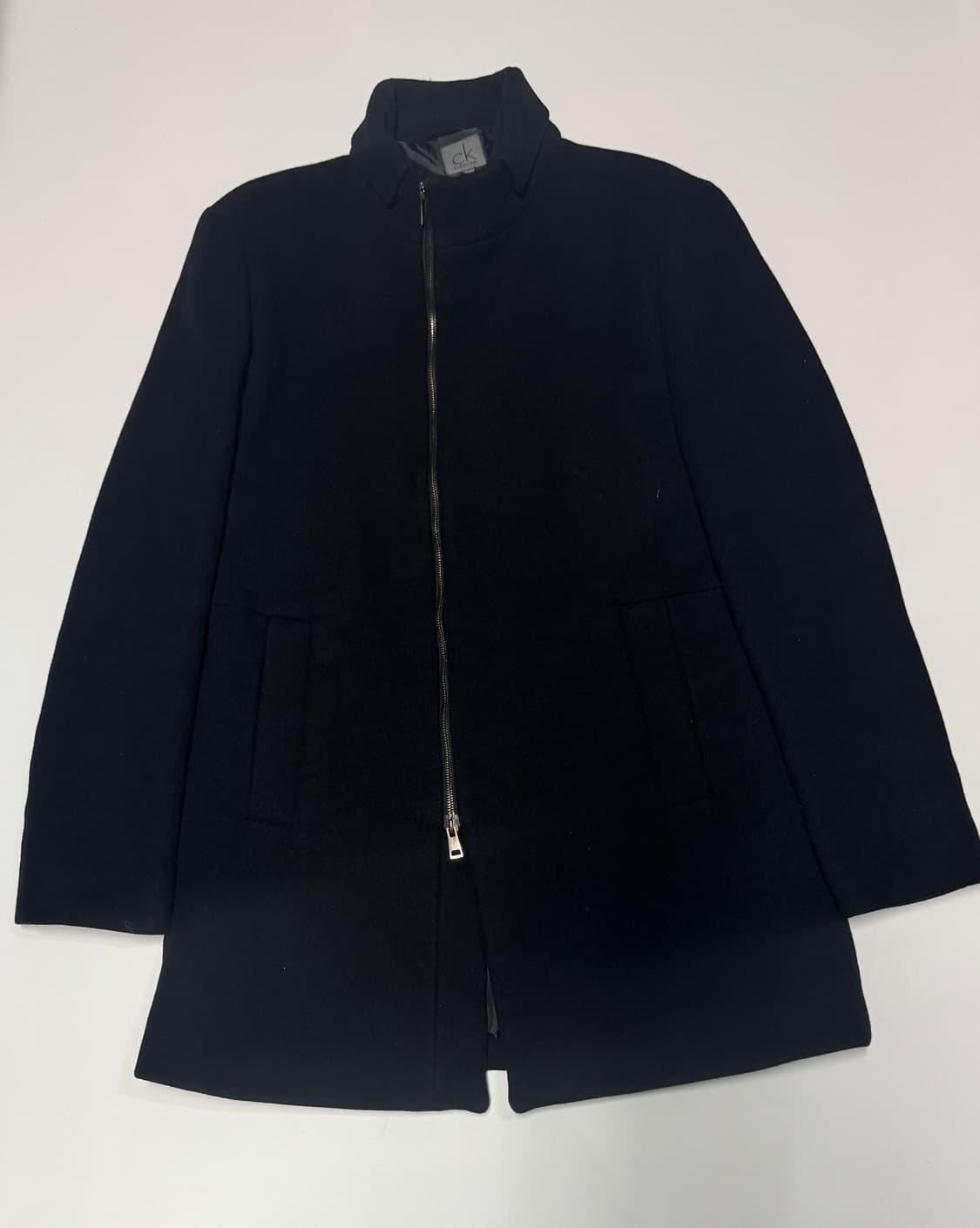 캘빈클라인 모직 미니멀 집업 울 코트 블랙 m~L 상품이미지1