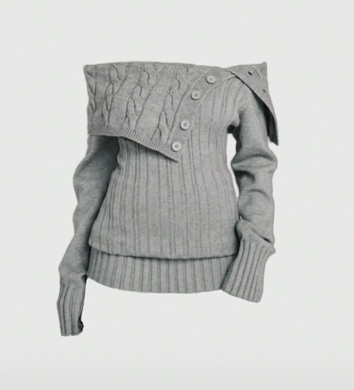 쉬인 shein 그레이 긴팔 오프숄더 니트 S 상품이미지1