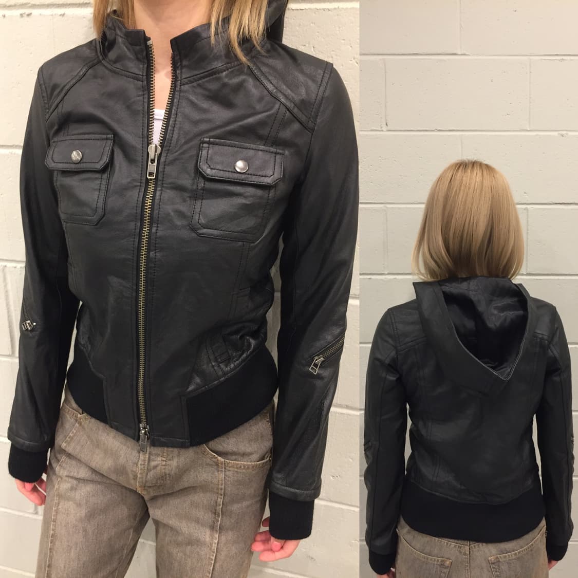 ozoc 레더 후드 자켓 상품이미지1