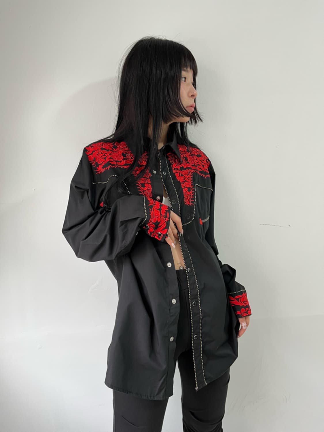 자수 디테일 웨스턴 셔츠 상품이미지5