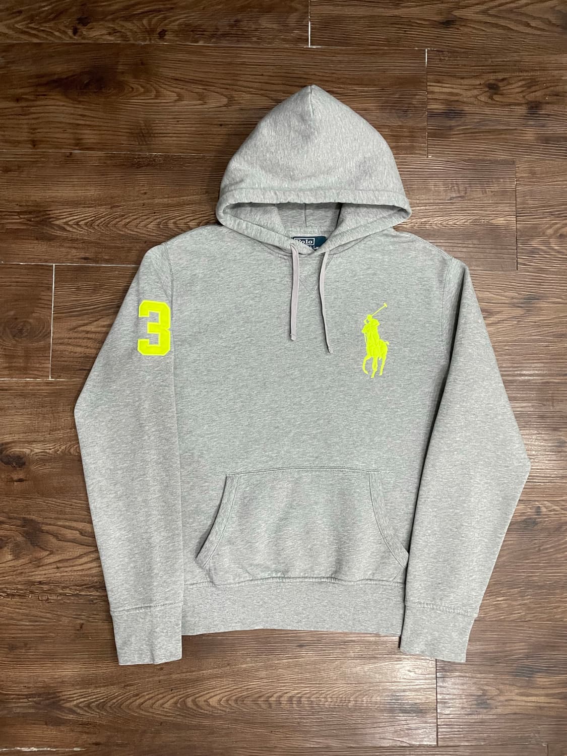 폴로 랄프로렌 빅포니 후드티 그레이 형광 상품이미지3
