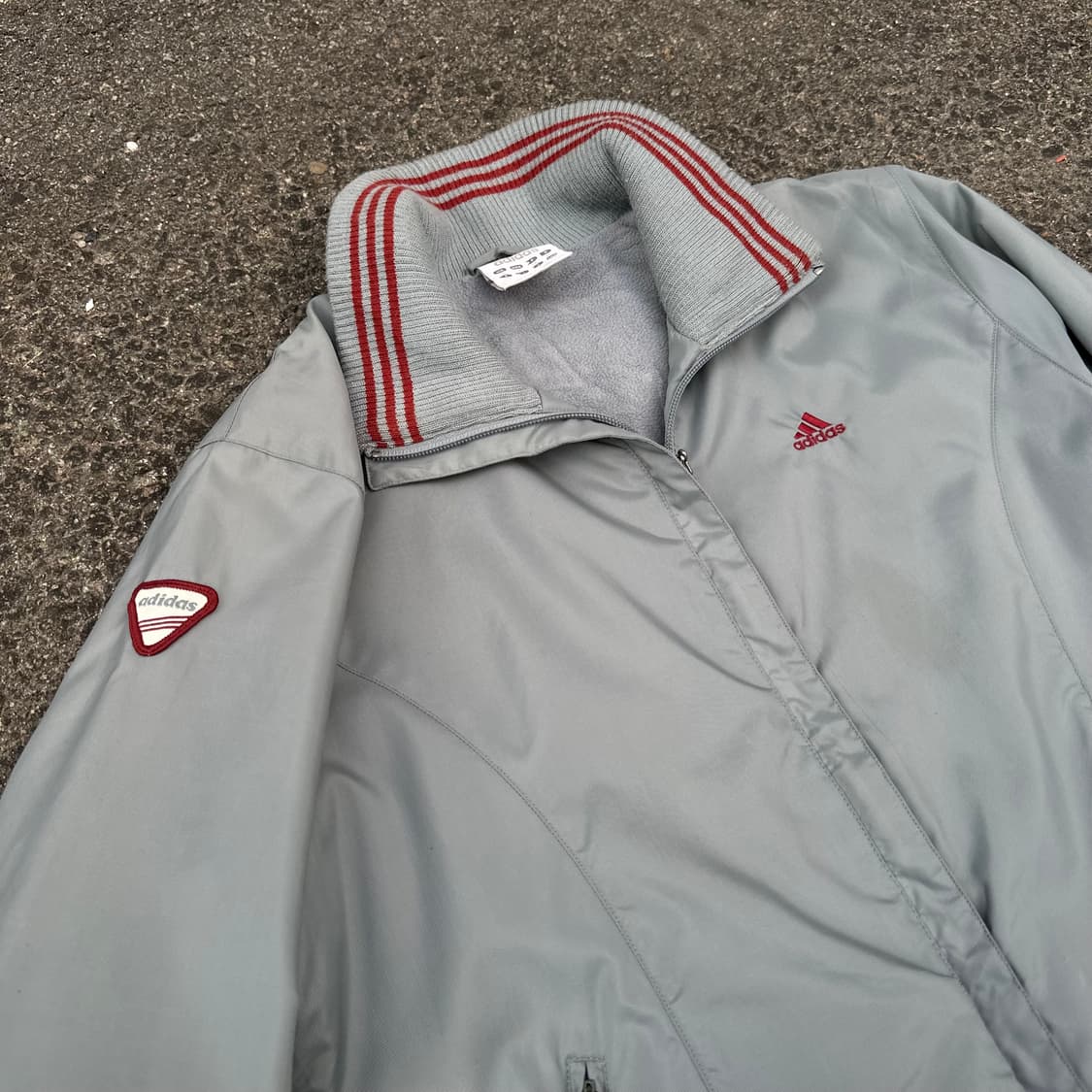 00s 아디다스 딱붙핏 차콜 버건디 올드스쿨 트랙자켓 누빔 바람막이 M 상품이미지3