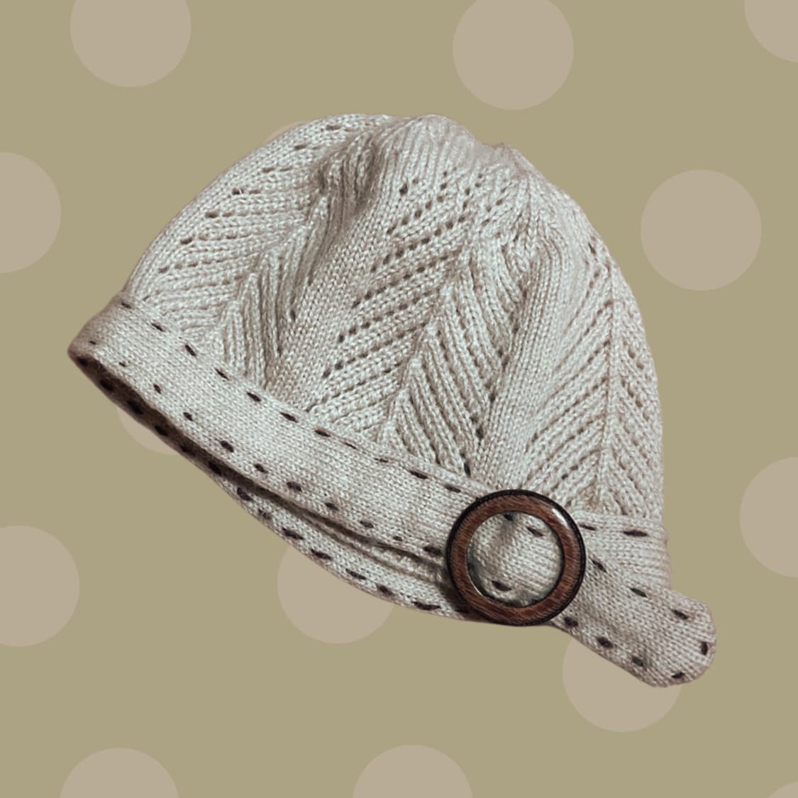 빈티지 모리걸 스티치 니트 비니 아이보리 상품이미지2