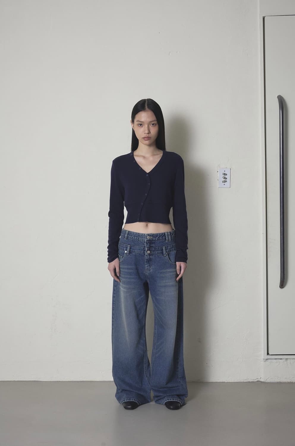 오데스 [ESSENCIAL] 더블 웨이스트 팬츠 블루 새상품 1사이즈  상품이미지2