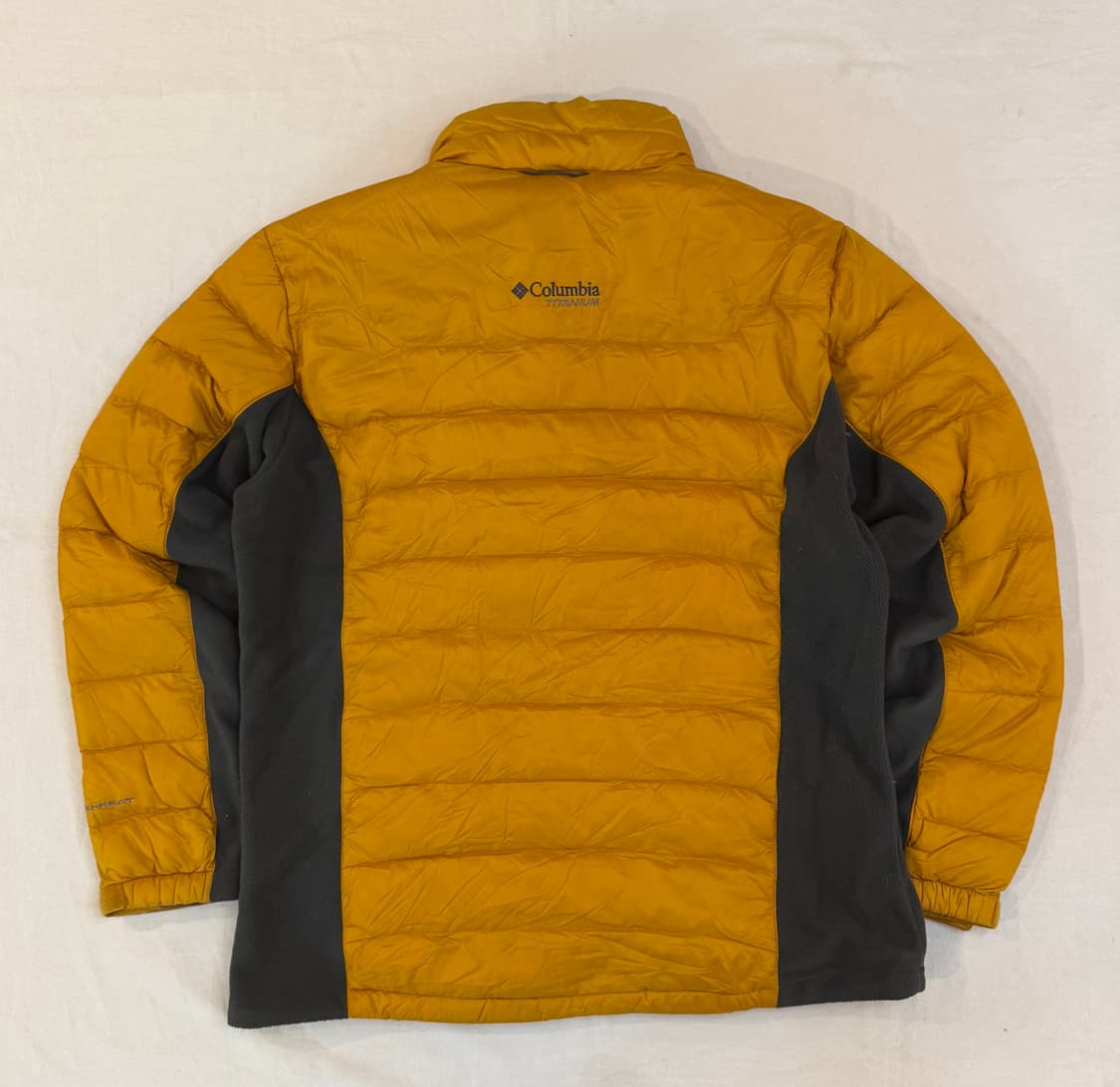 컬럼비아 센터로고 하이브리드 구스 경량패딩 플리스 옐로우 상품이미지1