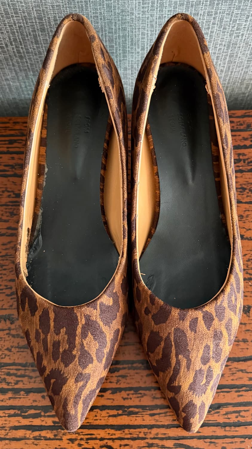 솔밀라노 브라운 레오파드 호피 펌프스 미드힐 구두 슈즈 235 상품이미지1