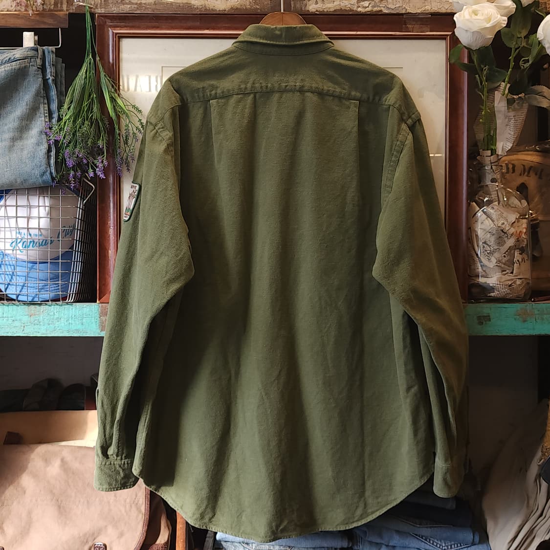 90s 폴로 밀리터리 셔츠 헤비 코튼 플란넬 셔츠 엘크자수 xl 상품이미지2