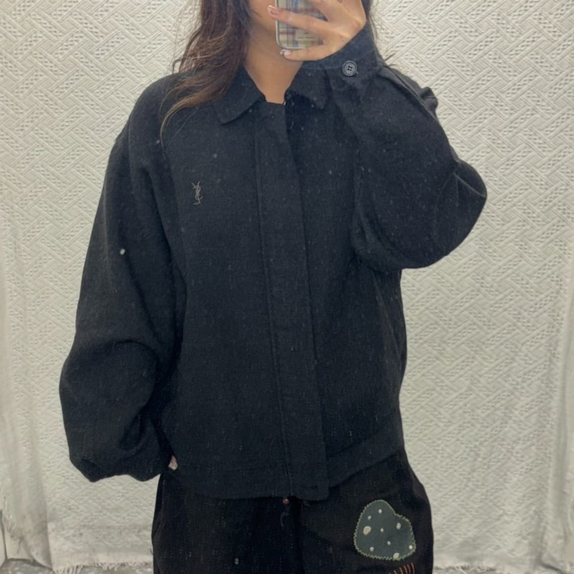 입생로랑 정품 자수로고 울 블루종 자켓 110 C06214 상품이미지1