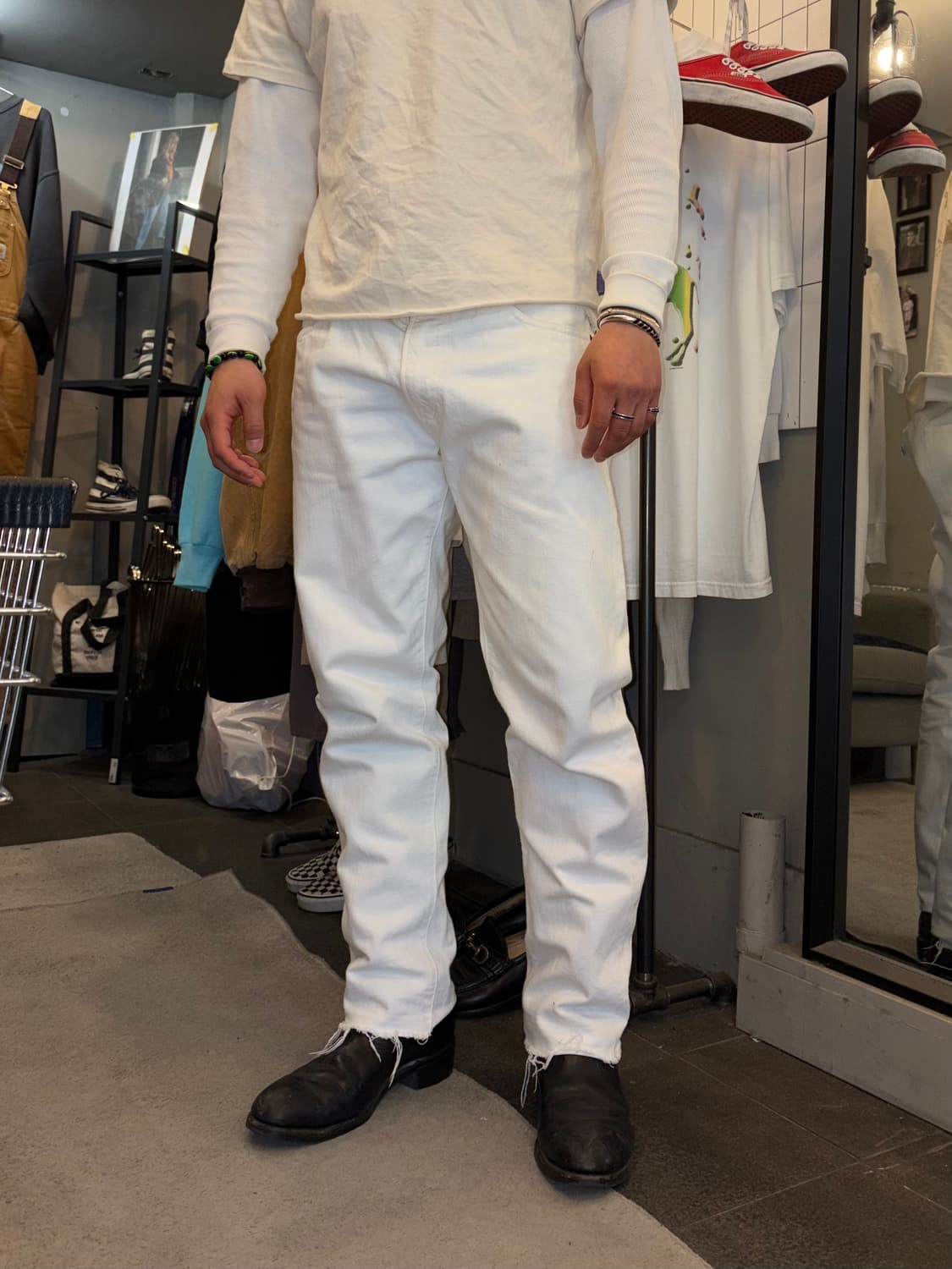 Orslow Lot. 107 IVY cut off white denim  상품이미지2