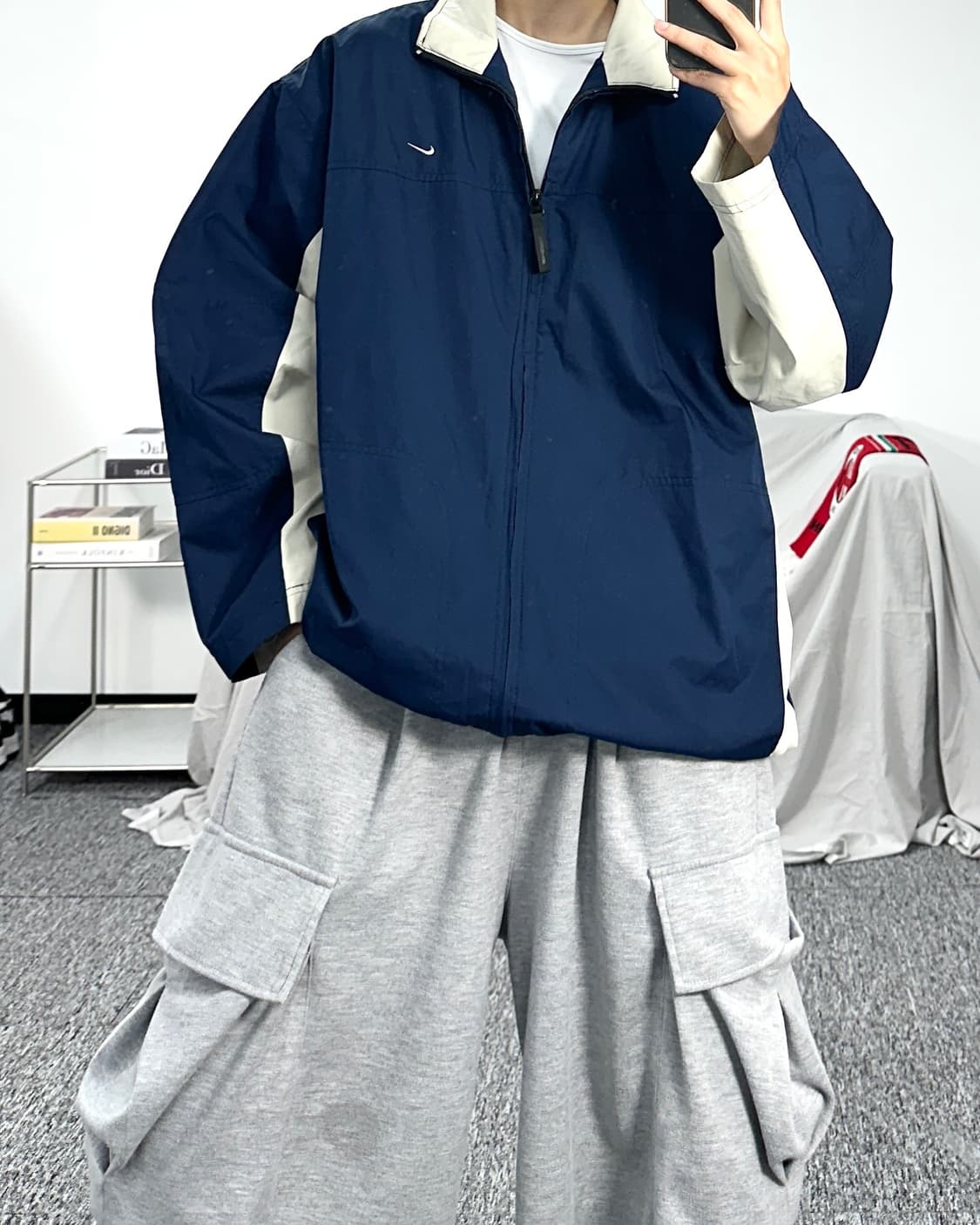 나이키 00s 네이비 배색 바람막이 L 상품이미지3