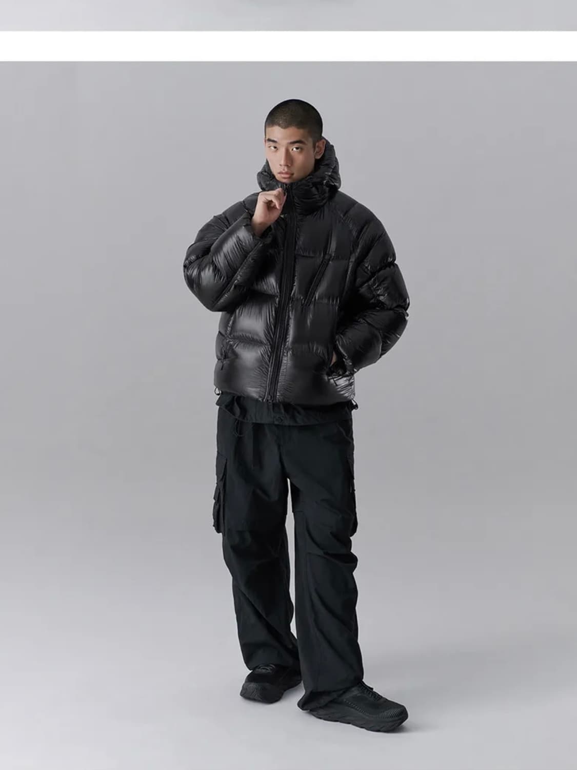 무신사 / 시티 레저 시어 립스탑 후디드 다운 숏 패딩 재킷 상품이미지1