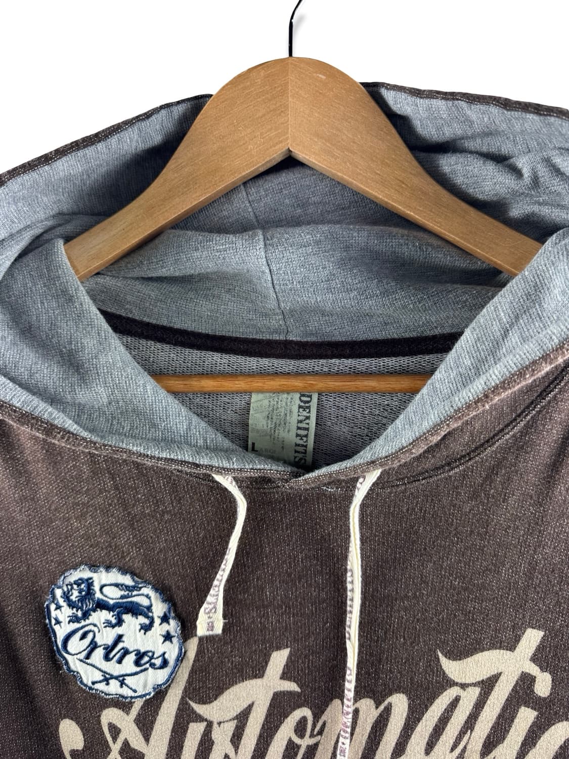 JPN Y2K 패치 디테일 레터링 브라운 후드티2601 상품이미지3