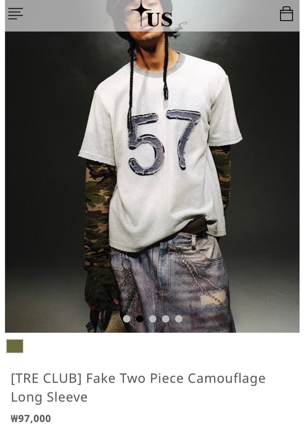 [TRE CLUB] Fake Two Piece Camouflage Lon 상품이미지1