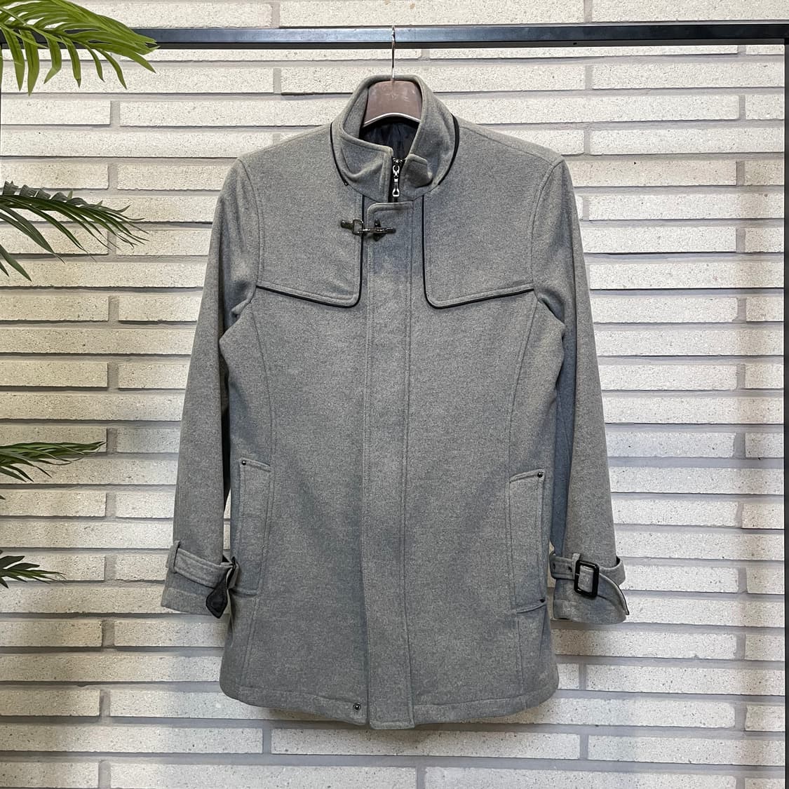 JPN VINTAGE 울 숏 코트 하이넥 소매 벨트 디테일 그레이 상품이미지2