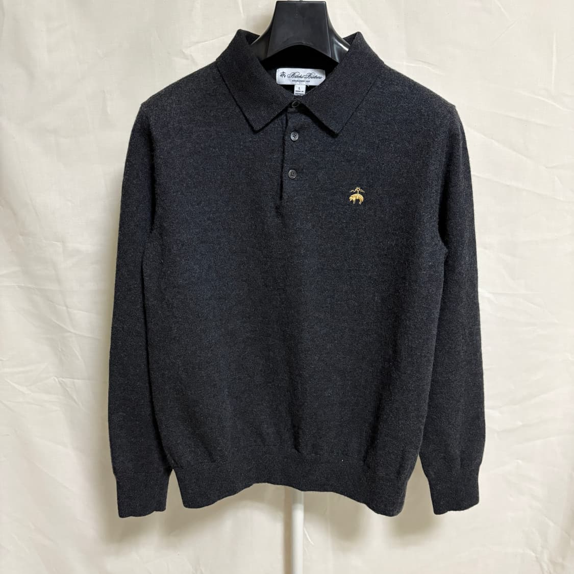 브룩스브라더스 클래식 울 카라 니트 / 차콜, L 상품이미지1