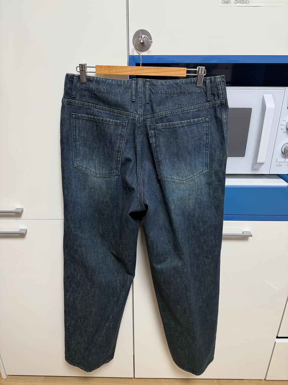 포터리 원 워시드 와이드 데님 4사이즈 미드인디고 상품이미지3
