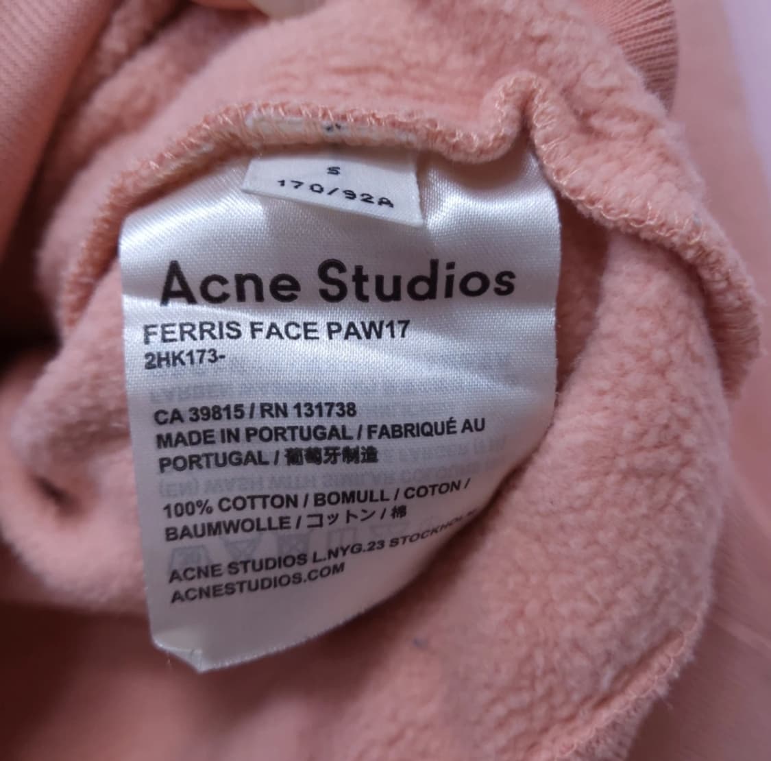 아크네 스튜디오 핑크 후드티 ~66 오버핏 상품이미지8