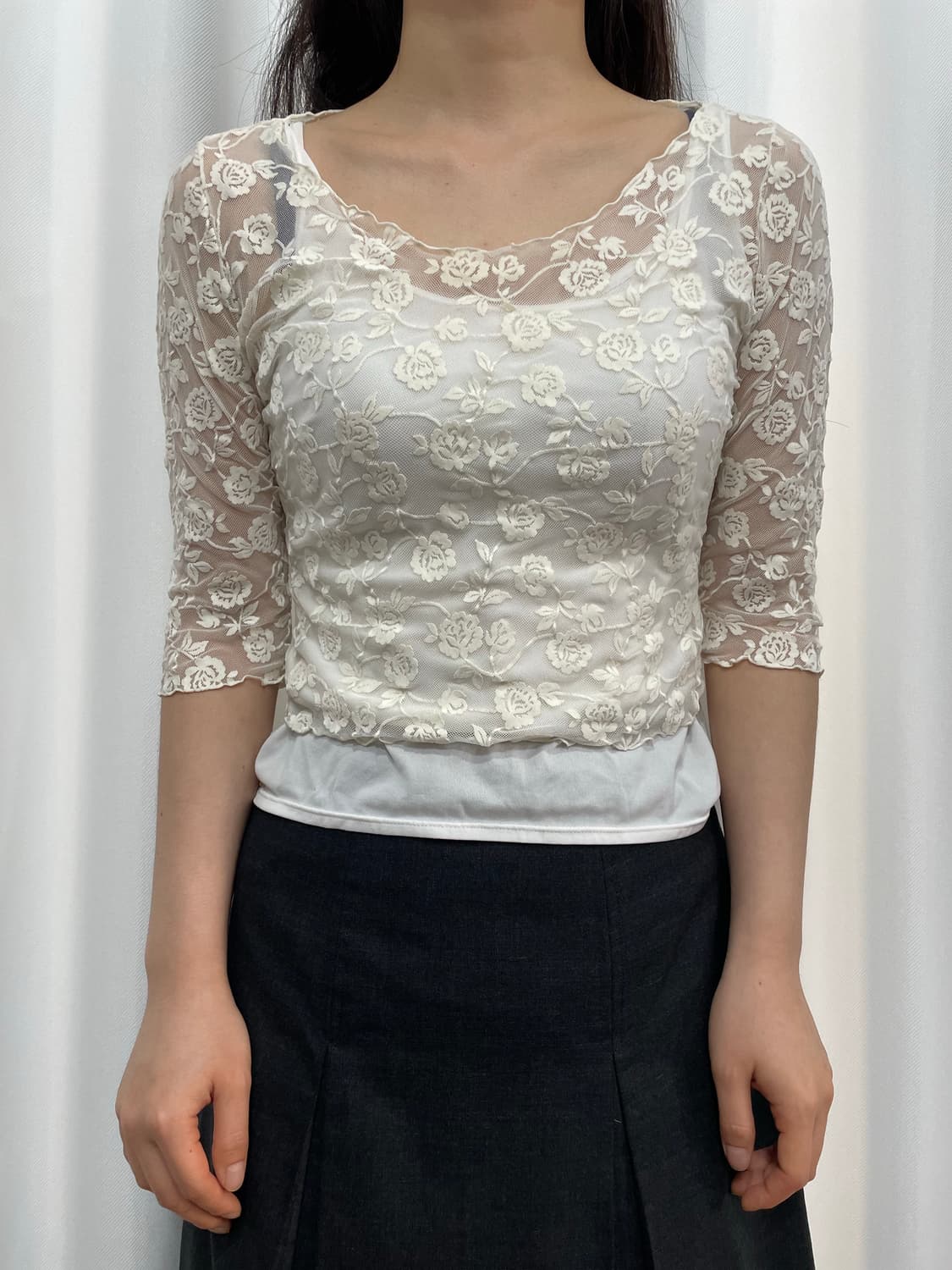 shizuka komuro flower lace blouse  상품이미지2
