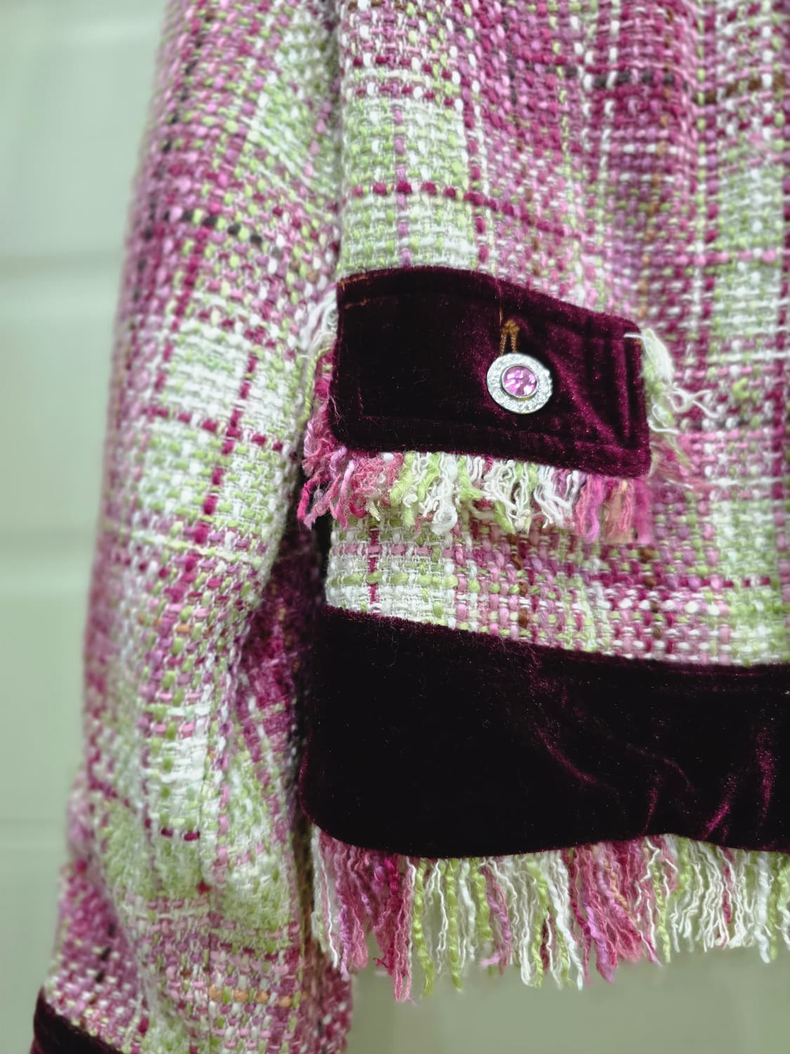 트위드 벨벳 배색 자켓 상품이미지5