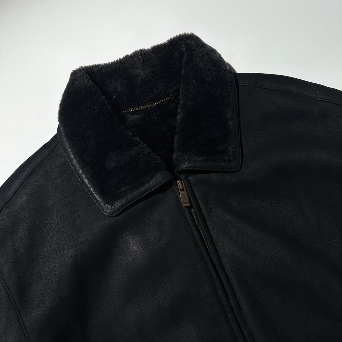 갤럭시 램스킨 시어링 싱글 무스탕 자켓 블랙 상품이미지3