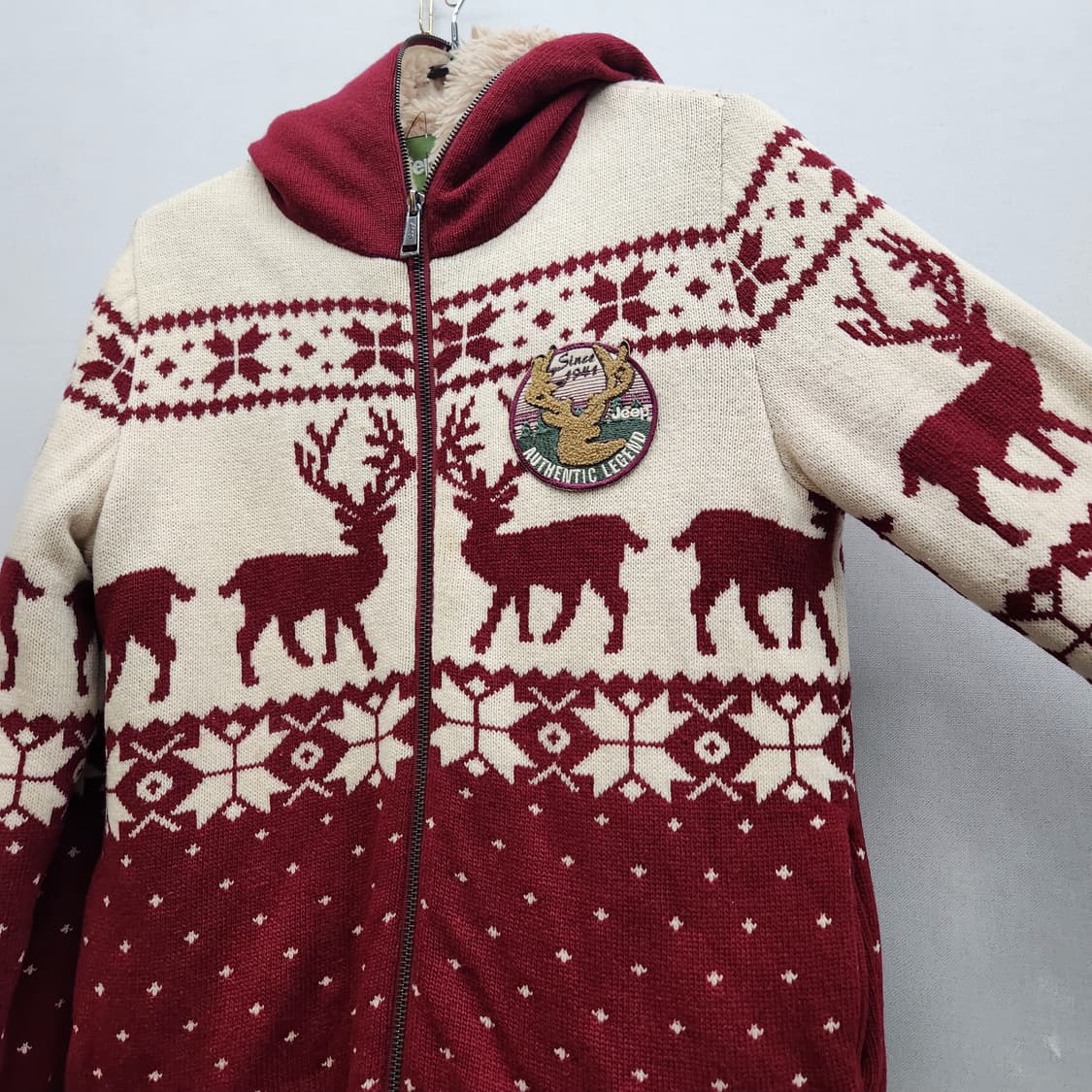 JEEP 지프 노르딕 패턴 풀오버 니트 양털 후드집업 S(S~M) 상품이미지3