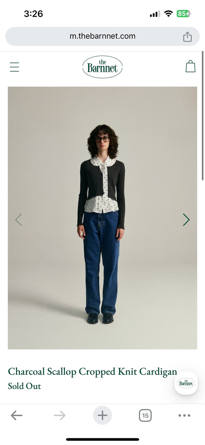 더바넷 Scallop Cropped Knit Cardigan (차콜) 상품이미지1